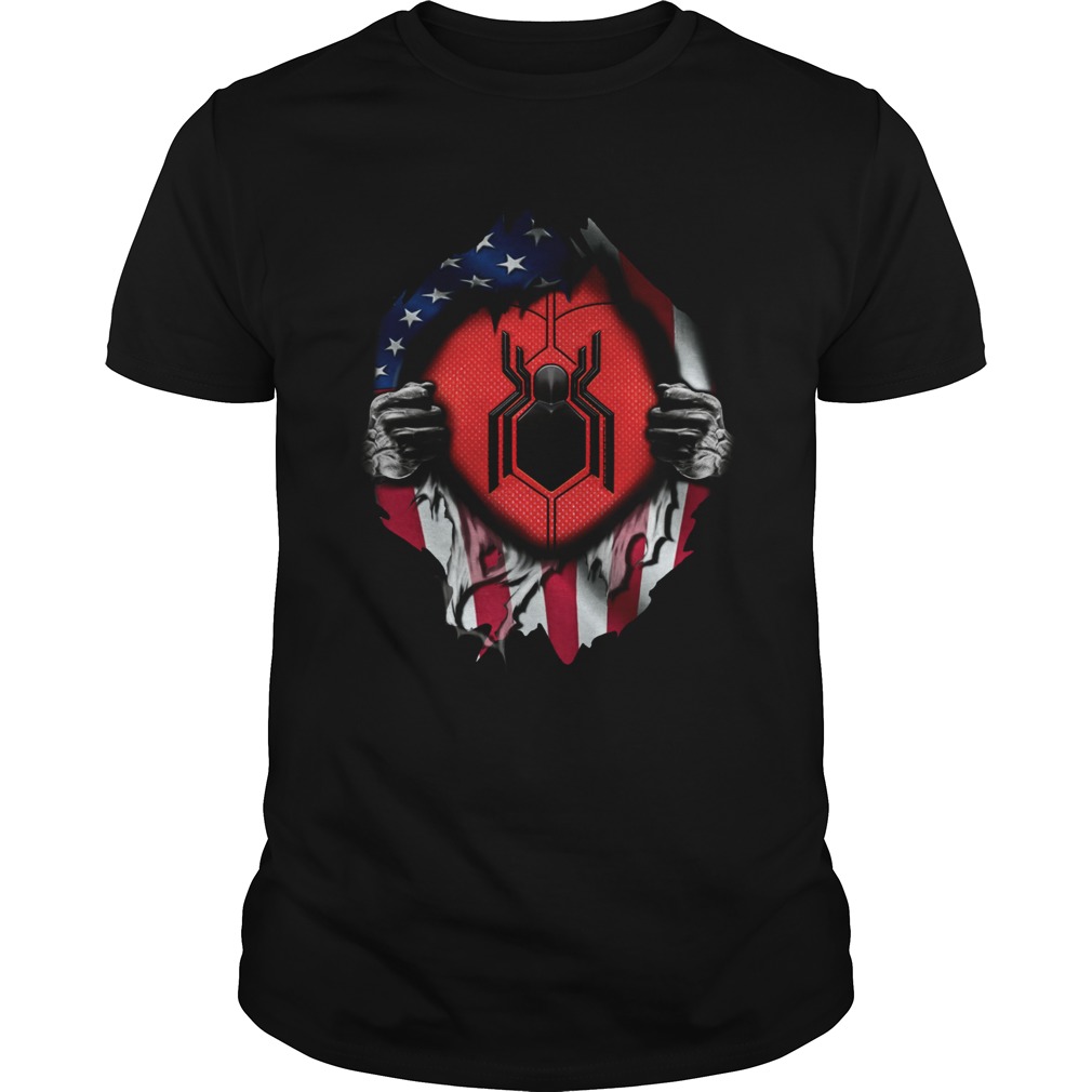 American flag Spiderman Blood inside me shirt