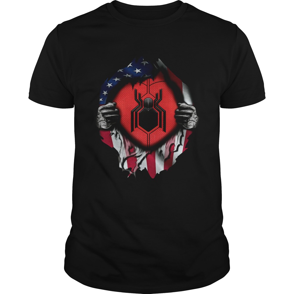 American flag Spider-man Blood inside me shirts