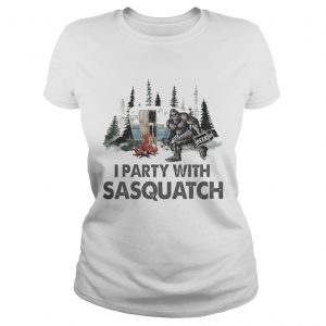 Bigfoot i party with sasquatch camping ladies tee