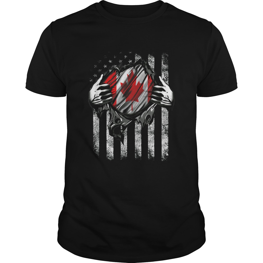 Canadian Blood Inside Me Canadian American Flag shirt