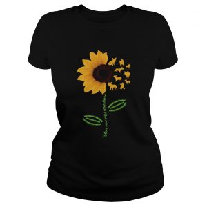 Frenchie Sunshine sunflower ladies tee