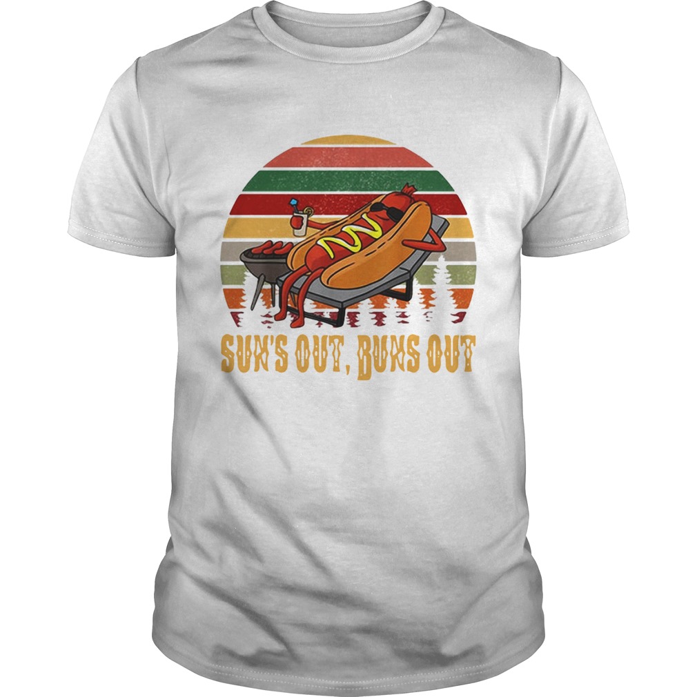 Hotdog sun’s out buns out retro shirt