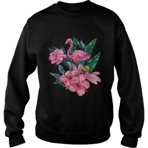 Pink Flamingo Watercolor Hawaiian Flowers Floral sweatshirt