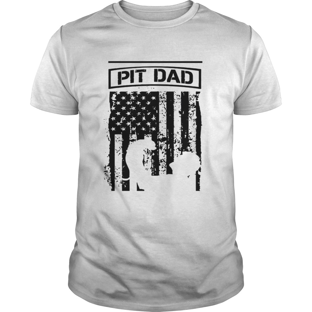 Pitbull Black Dad American Flag TShirt