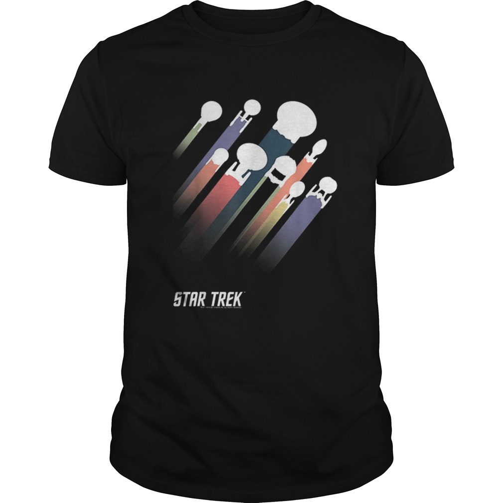 Pretty Star Trek Federation Ships Rainbow Stripe shirt