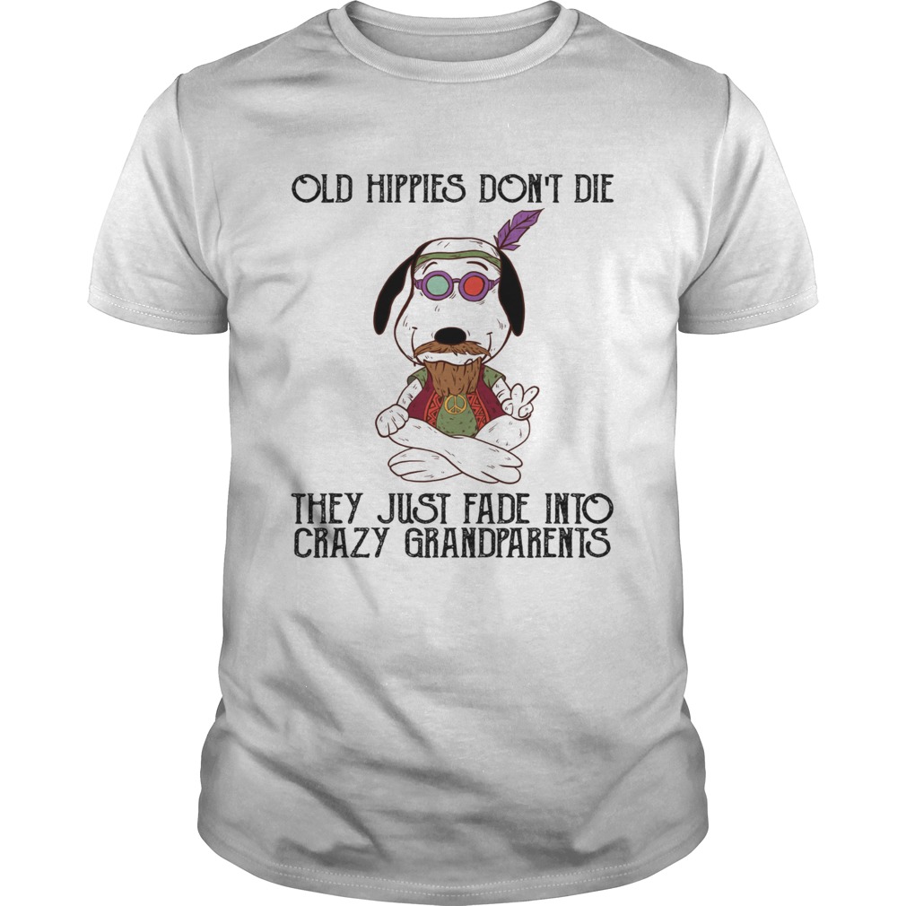 Snoopy old Hippies dont die they just fade grandparents shirt