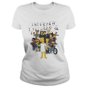 Stranger things The Simpsons abcdefghijklmnopqrstuvwxyz ladies tee