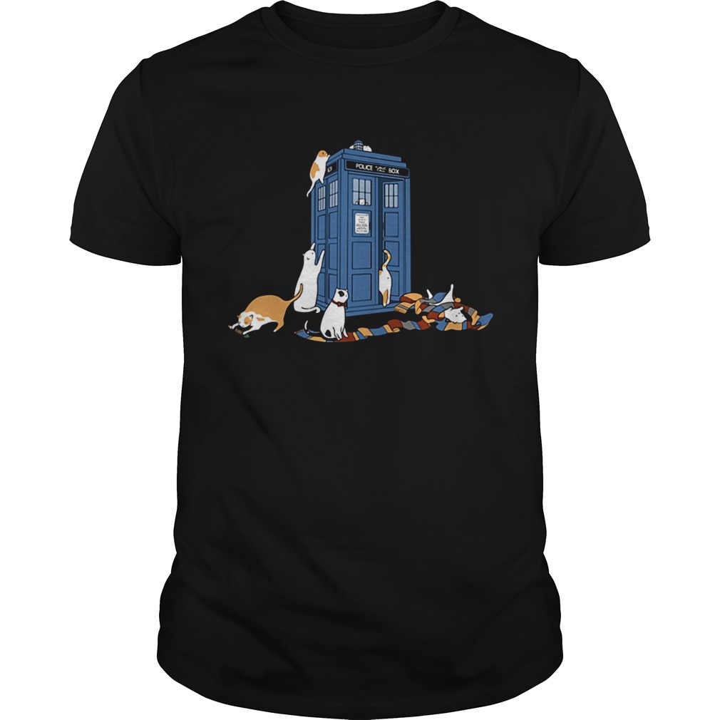 Tardis cats around police box Doctor Who shirt