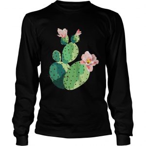 Top Beautiful Cactus Tree Pink Flowers Hand Drawn Painting longsleeve tee