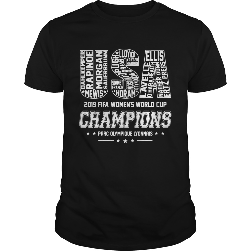 USA Womens World Cup Champions 2019 Team Name TShirt