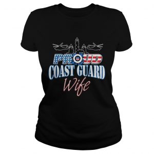 USA proud coast guard wife usa flag military ladies tee