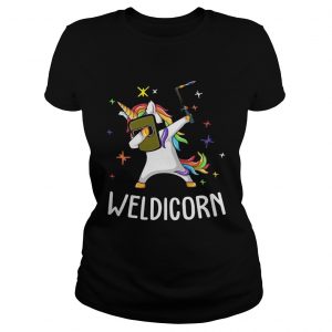 Unicorn Dabbing Weldicorn soldering ladies tee