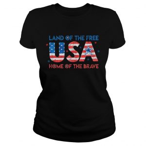 Usa Home Of The Free Land Of The Brave 4th Of July Flag ladies te