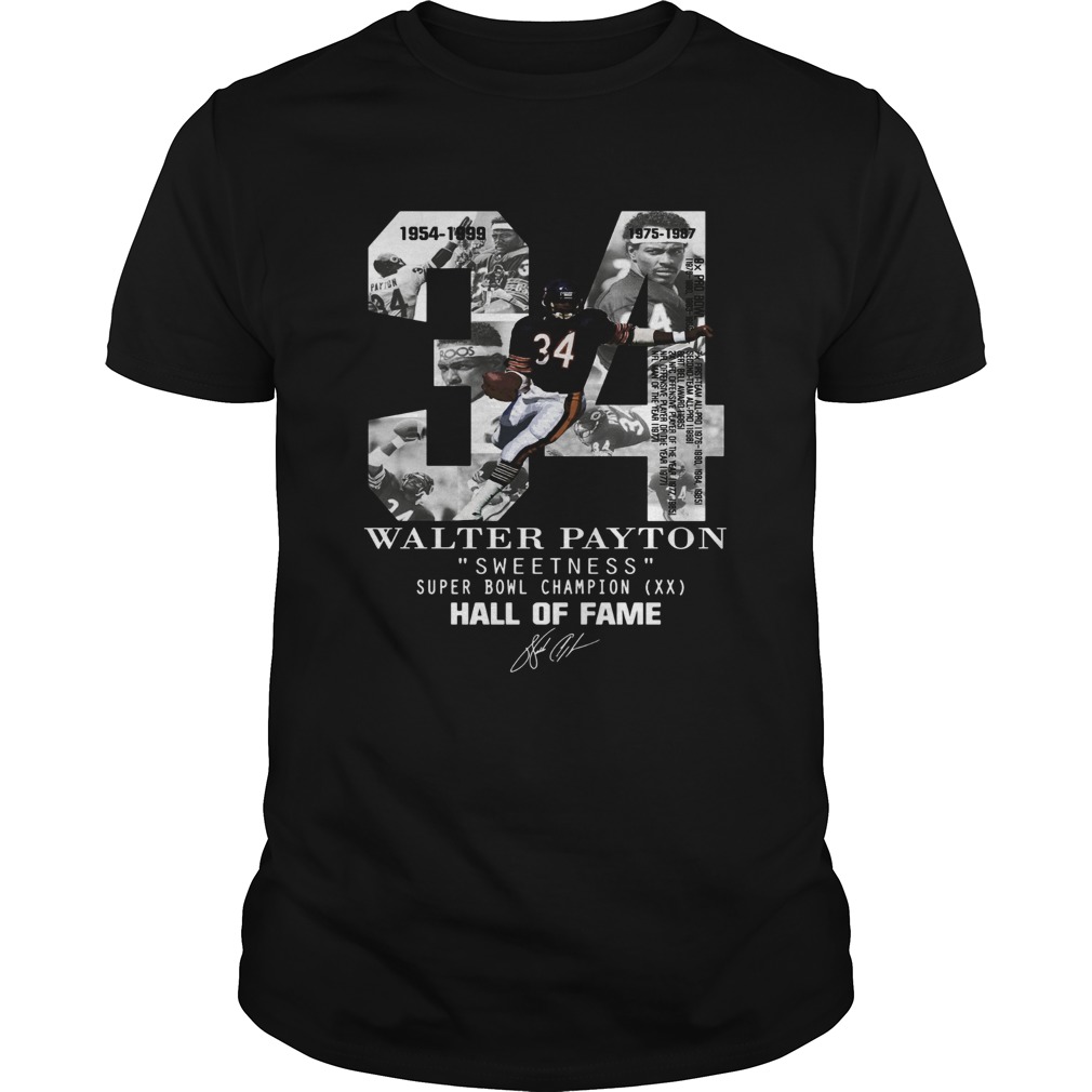 34 Walter Payton sweetness super bowl champion hall of fame shirt