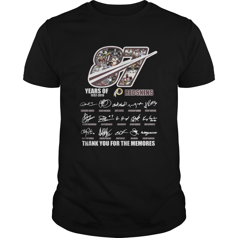 87 Years of 1932 2019 Redskins thank you for the memories shirt