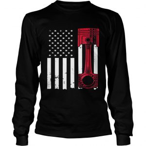 American Flag Piston Muscle Car longsleeve tee