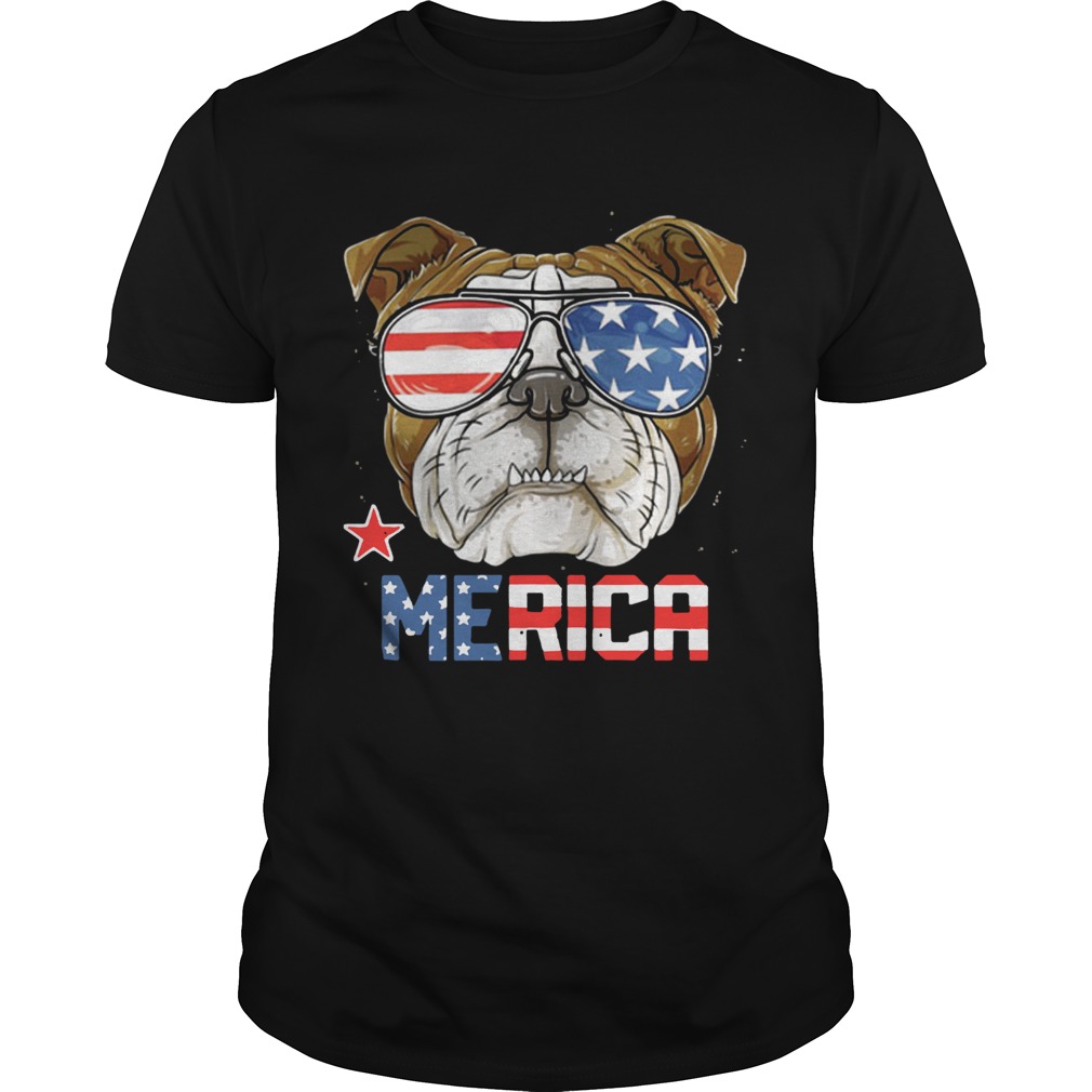  American flag sunglasses Bulldog merica 4th july independence day shirt