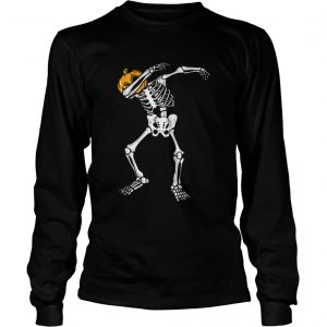 Awesome Dabbing Skeleton Pumpkin Halloween Dab Boys Kids longsleeve tee