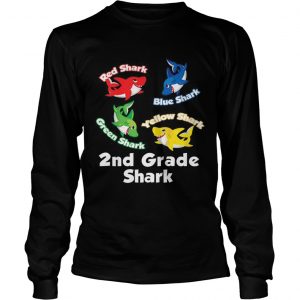 Awesome Red Blue Green Yellow Shark 2nd Grade Shark longsleeve tee