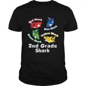 Awesome Red Blue Green Yellow Shark 2nd Grade Shark unisex