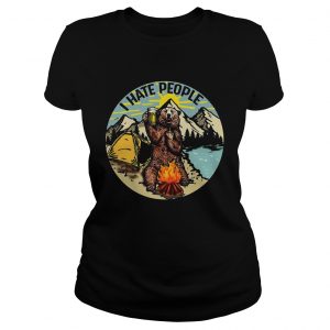 Bear camping I hate people ladies tee