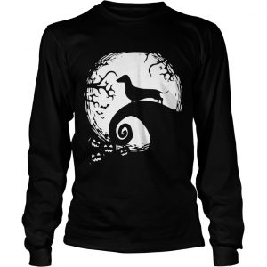 Dachshund in the midnight moon Halloween longsleeve tee