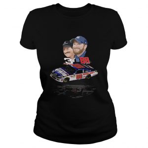 Dale Earnhardt Jr and Dale Earnhardt Sr with cars ladies tee