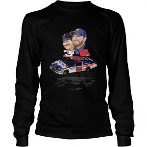 Dale Earnhardt Jr and Dale Earnhardt Sr with cars longsleeve tee