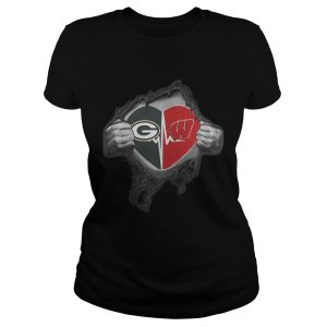 Green Bay Packers inside my heart Wisconsin Badgers ladies tee