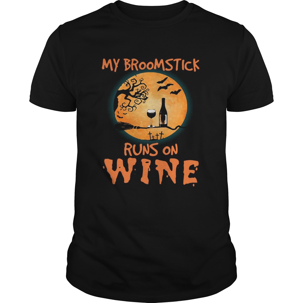 Halloween my broomstick runs on wine shirt