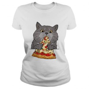 Hot Cute Cat Like Pizza With Cheese Cats Lovers ladies tee