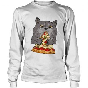 Hot Cute Cat Like Pizza With Cheese Cats Lovers longsleeve tee