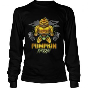 Hot Halloween Gym Workout Pumpkin Iron Motivation Men Workout longsleeve tee