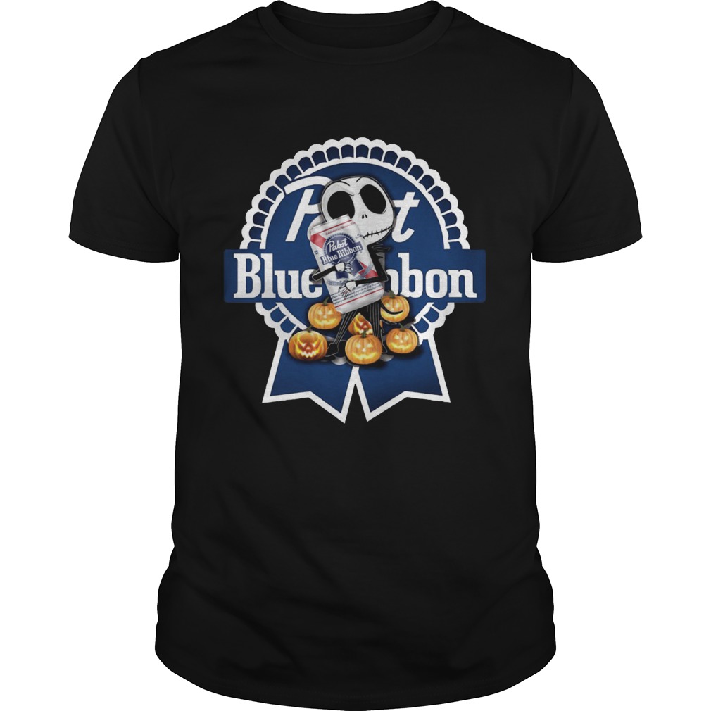 Jack Skellington hug Pabst Blue Ribbon pumpkin shirt