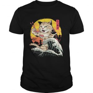 Neko sushi wave shirt womens unisex