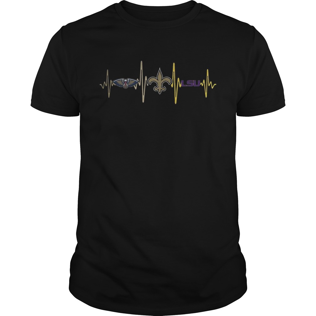 New Orleans Pelicans New Orleans Saints LSU Tigers heartbeat shirt