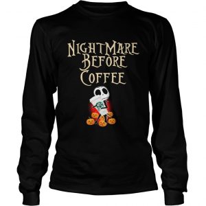 Nightmare Before Coffee Skellington hug Starbucks longsleeve tee