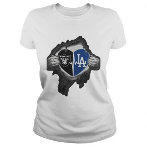 Oakland Raiders inside my heart Los Angeles Dodgers ladies tee