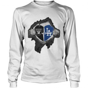 Oakland Raiders inside my heart Los Angeles Dodgers longsleeve tee