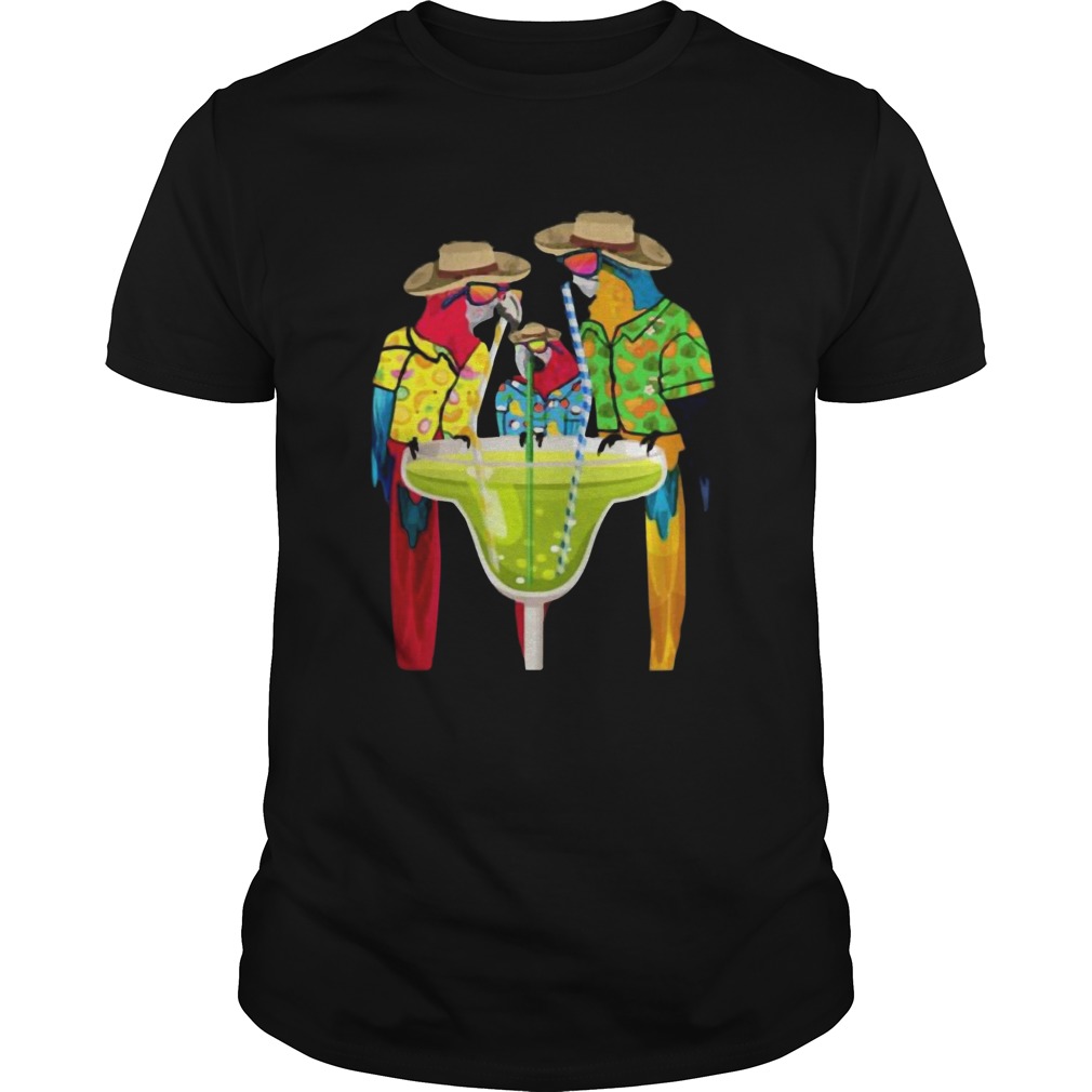 Parrots Drinking Margarita Hawaiian Vacation Birds Shirt