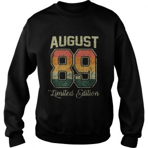 Pretty Vintage 30th Birthday August 1989 Sports Jersey sweatshirt