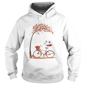 Snoopy riding bicycle autumn leaf tree hoodie