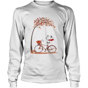 Snoopy riding bicycle autumn leaf tree longsleeve tee