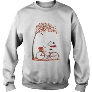 Snoopy riding bicycle autumn leaf tree sweatshirt