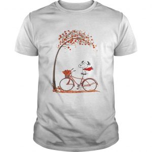 Snoopy riding bicycle autumn leaf tree unisex