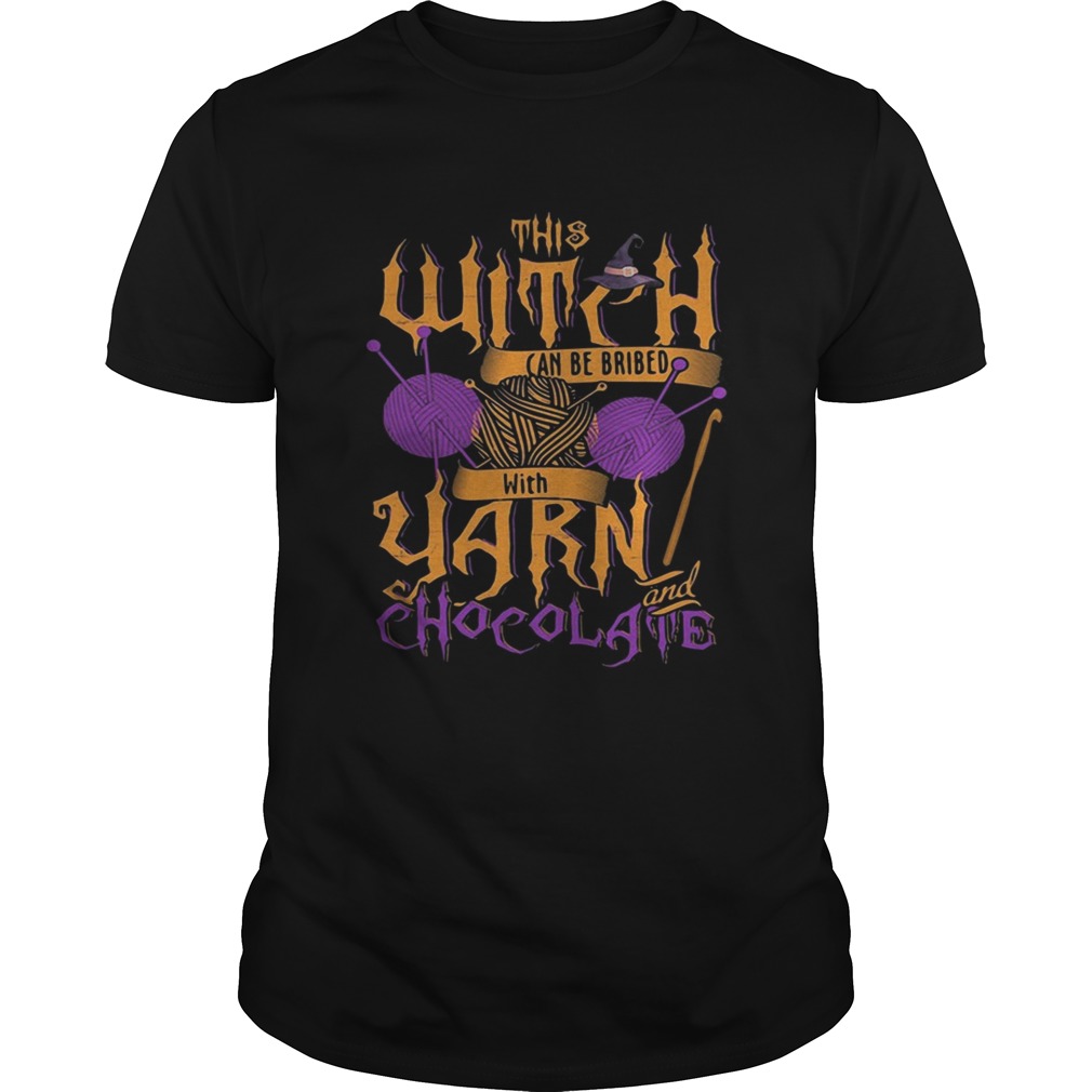 The witch can be bribed with yarn chocolate Halloween shirt