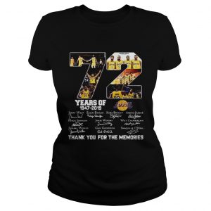 Top 72 years of Los Angeles Lakers 19472019 signatures ladies tee