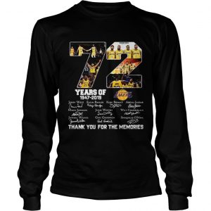 Top 72 years of Los Angeles Lakers 19472019 signatures longsleeve tee