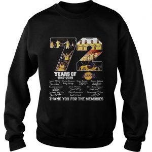 Top 72 years of Los Angeles Lakers 19472019 signatures sweatshirt