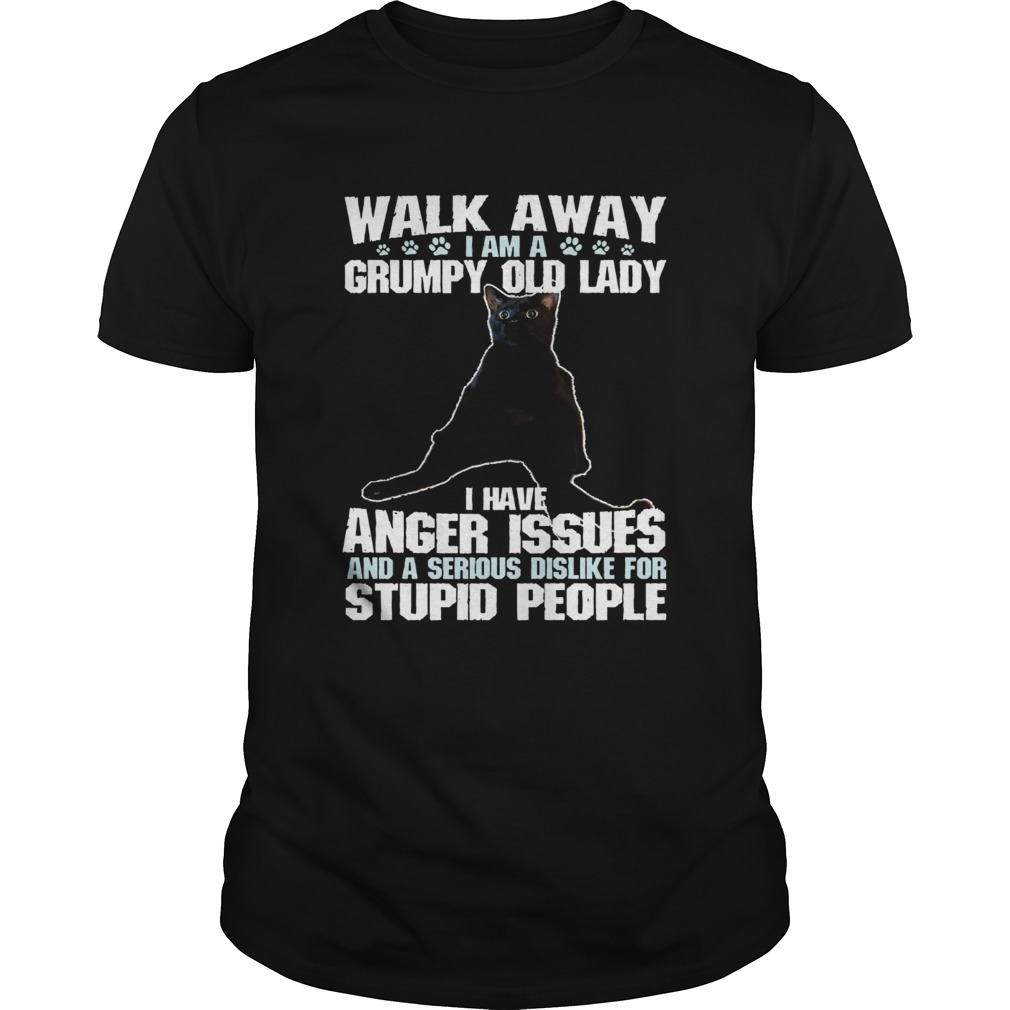 Walk away I am a Grumpy old lady cat shirt